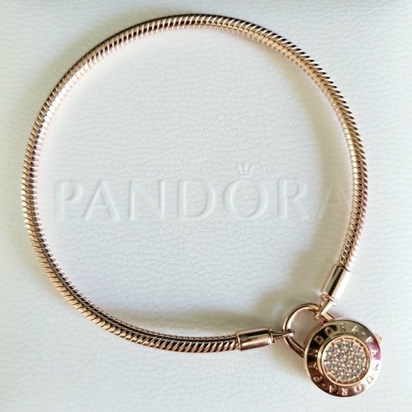 Pandora Jewelry - Pandora Smooth Rose Padlock Bracelet Pandora Jewelry - Pandora Smooth Rose Padlock Bracelet